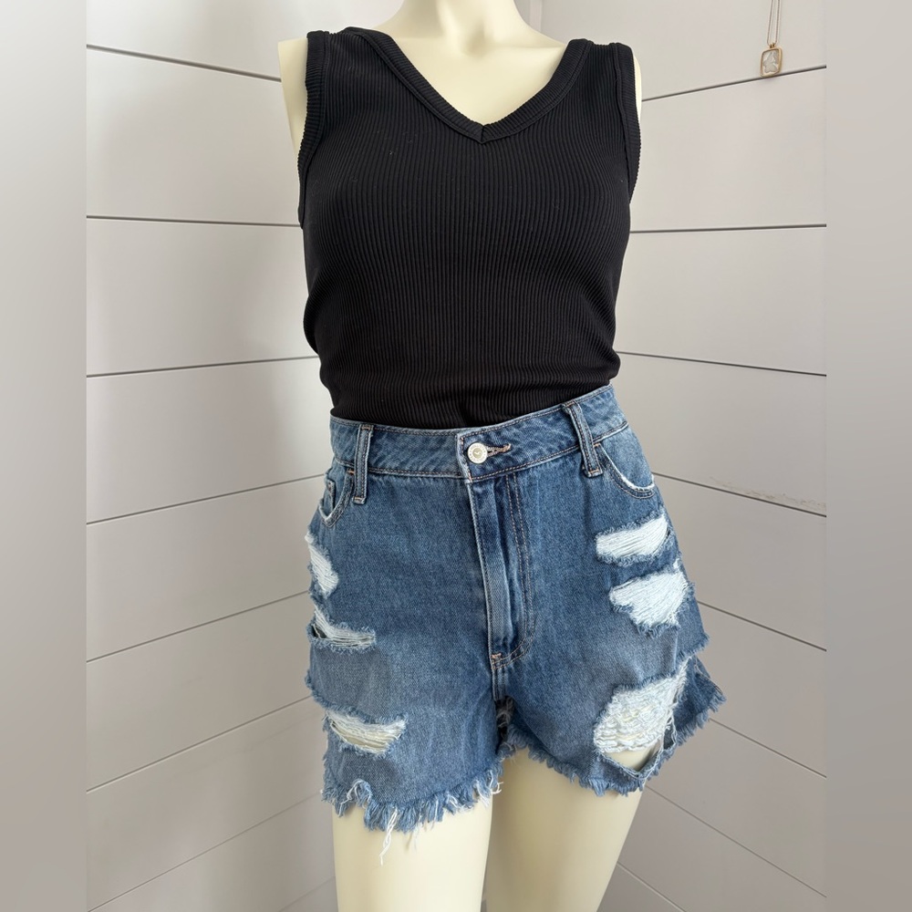 Hollister Ripped Blue Jean Shorts
